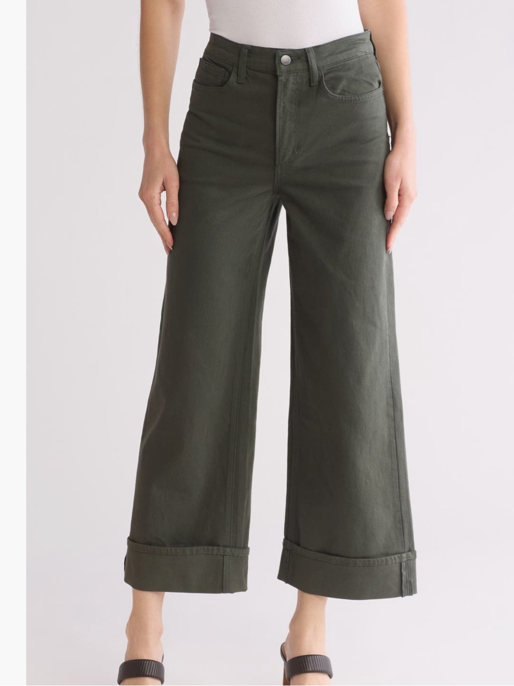 Joe’s Wide Leg Cuffed Pants in Deep Olive